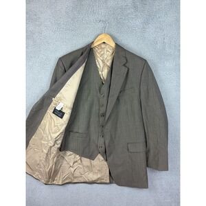 Lauren Ralph Lauren Suit Mens 42 Brown Wool Jacket Vest 2 Piece Made Canada VTG